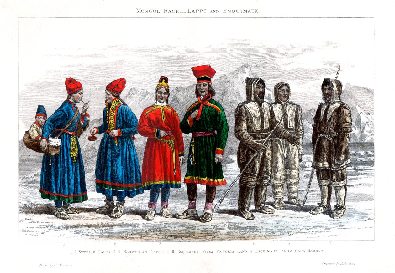 Mongolská rasa, Laponci a Esquimaux, 1800-1900. od A. Portier