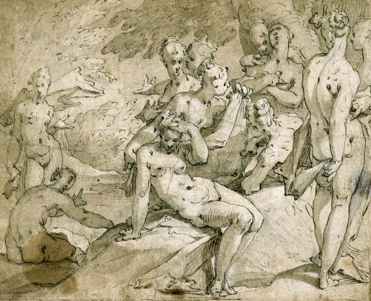 No.3146 Diana and Callisto, c.1595, (inkoust a mytí) od Abraham Bloemaert