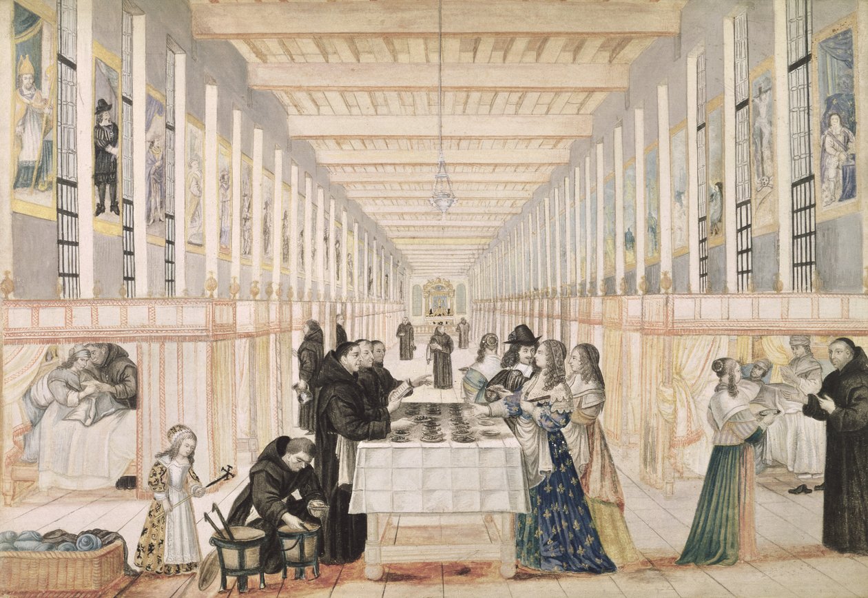 Infirmář milosrdných sester během návštěvy Anny Rakouské (1601-66) kolem roku 1640 (viz také 159214) od Abraham Bosse