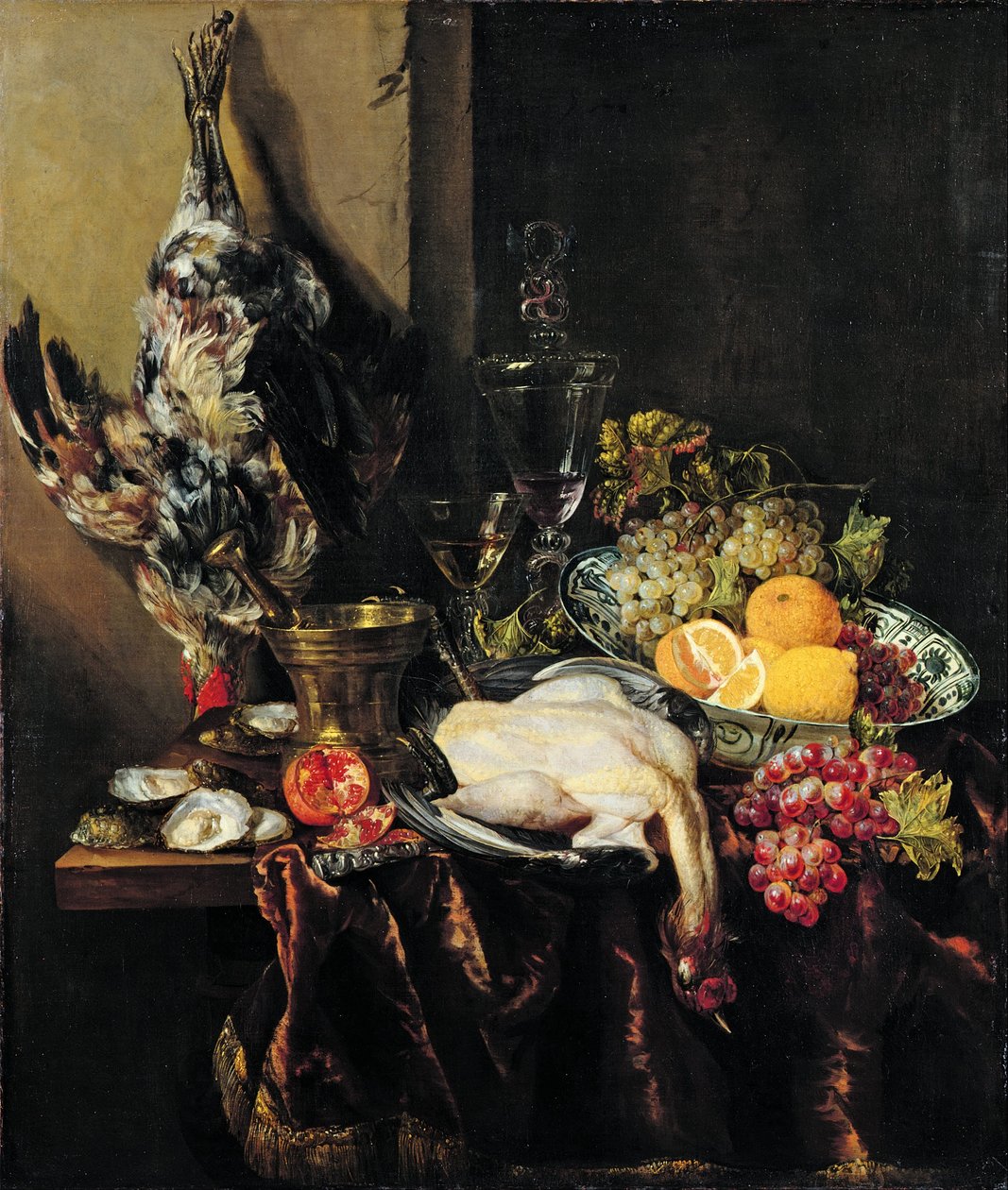 Pronkstilleven s ovocem a slepicí od Abraham Hendricksz van Beyeren