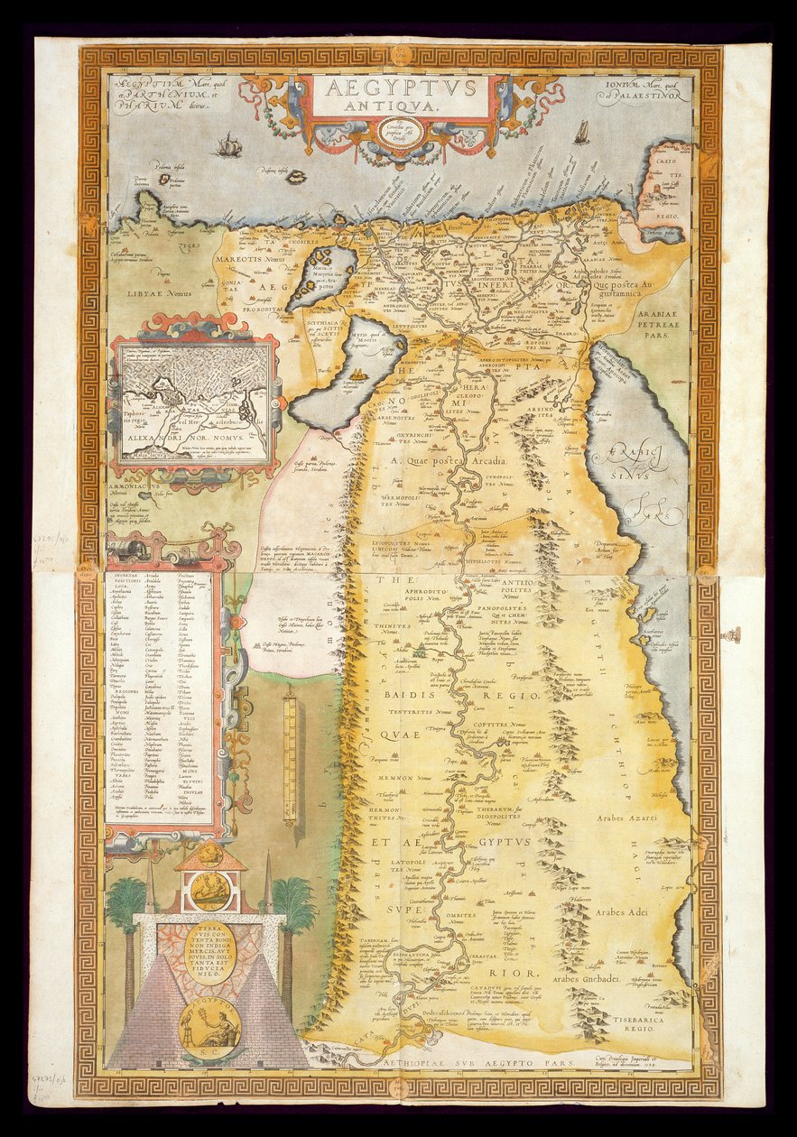 Mapa starověkého Egypta, 1584 od Abraham Ortelius