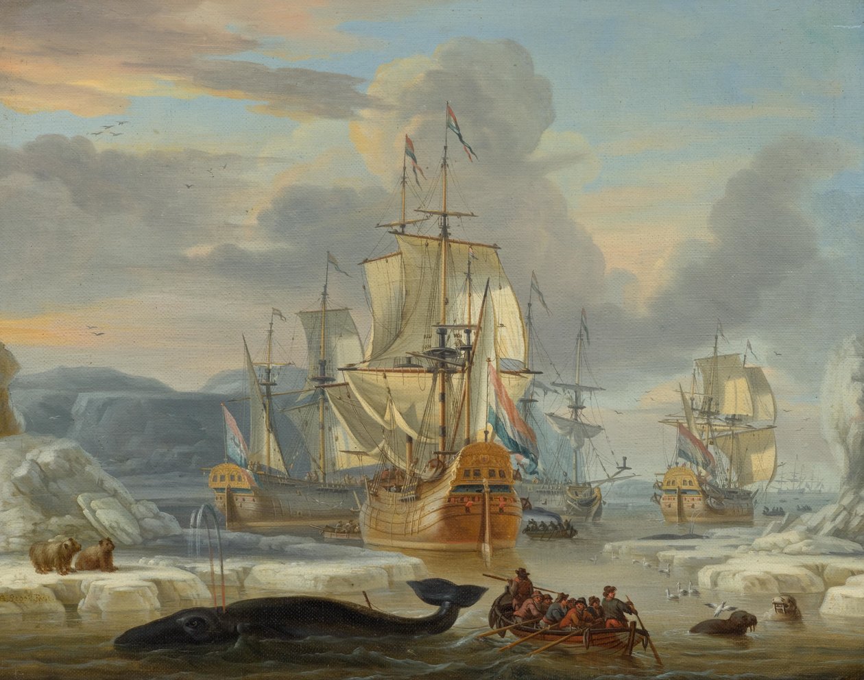 Velrybáři v Severním ledovém oceánu od Abraham Storck