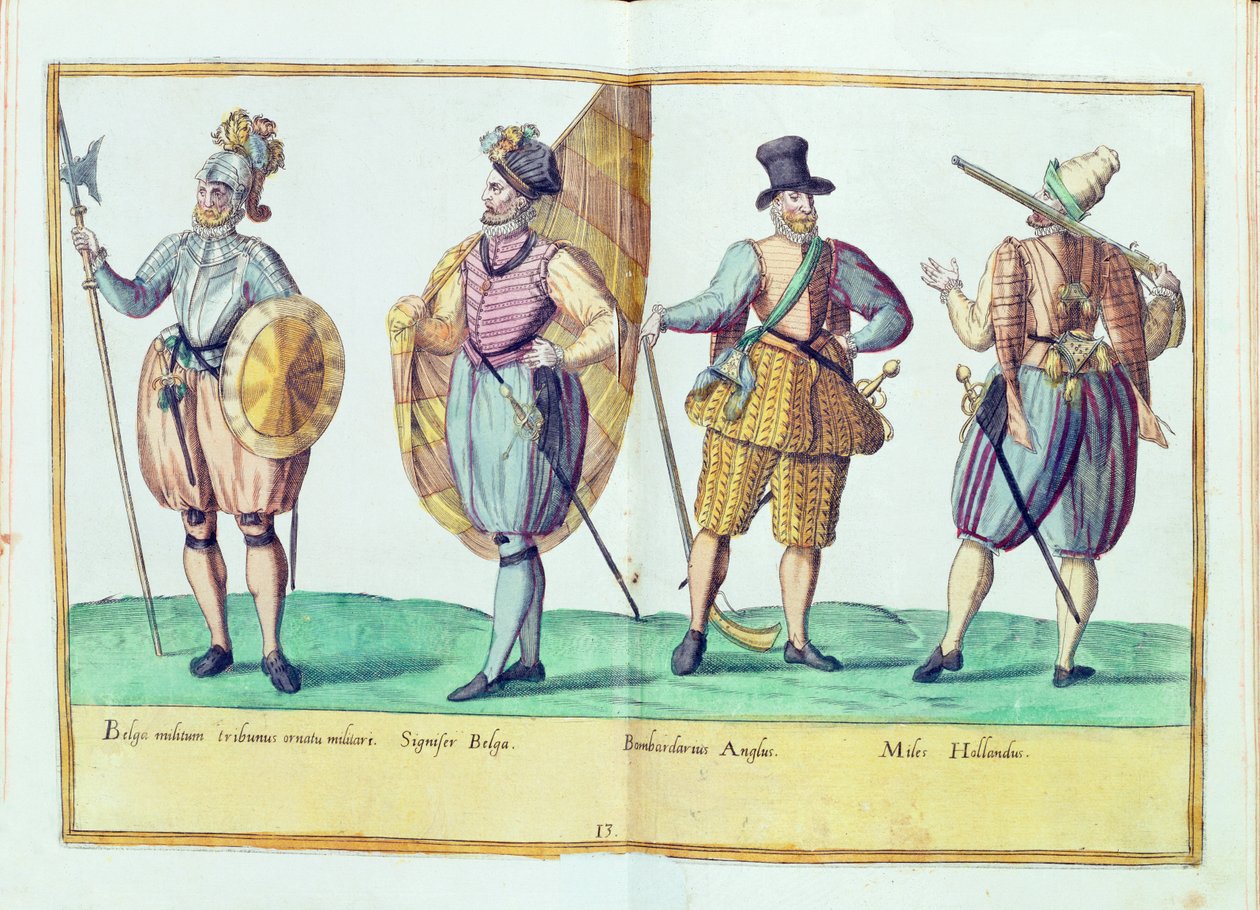 Kostýmy ze šestnáctého století z „Omnium Poene Gentium Imagines“, vydané v Kolíně nad Rýnem, 1577 (ručně kolorovaná rytina) od Abraham de Bruyn