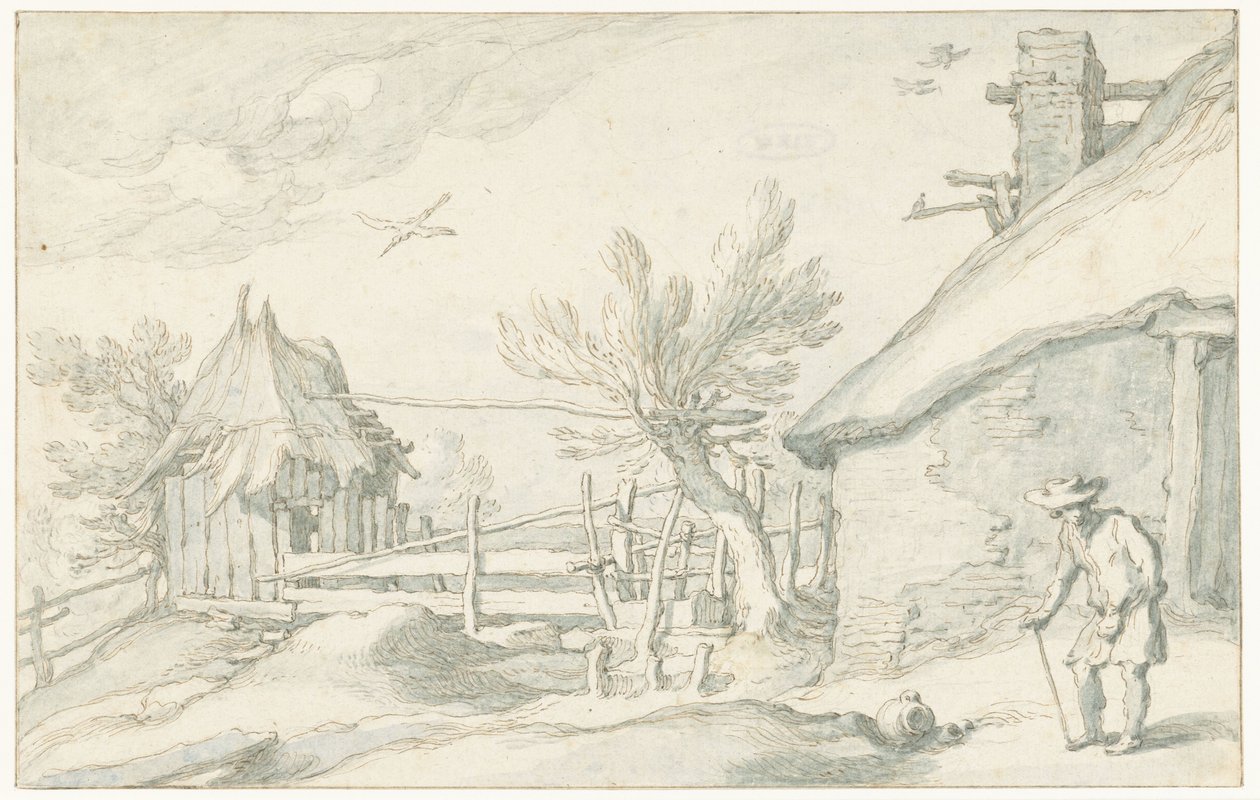 Dvůr s farmou a stodolou od Abraham Bloemaert