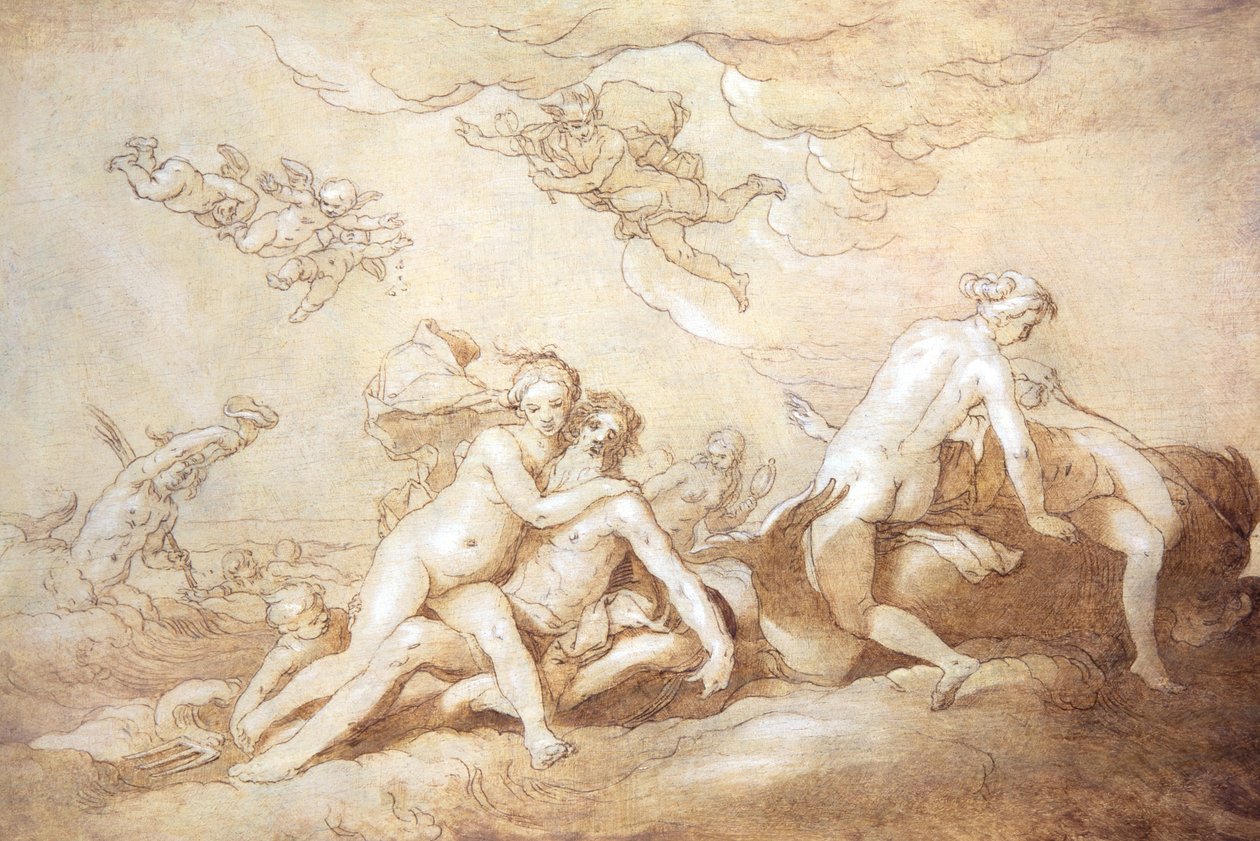 Neptun a Amfitríta (pero a tuš) od Abraham Bloemaert