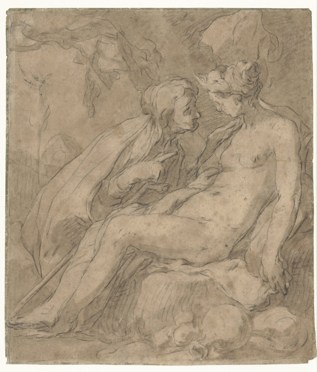 Vertumnus en Pomona (?) od Abraham Bloemaert