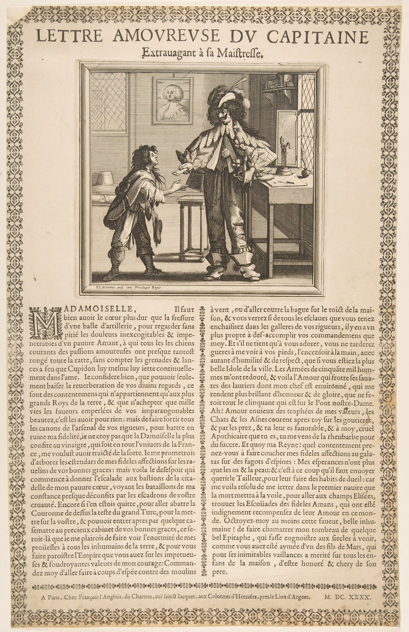 Kapitánův milostný dopis, ca. 1636. od Abraham Bosse
