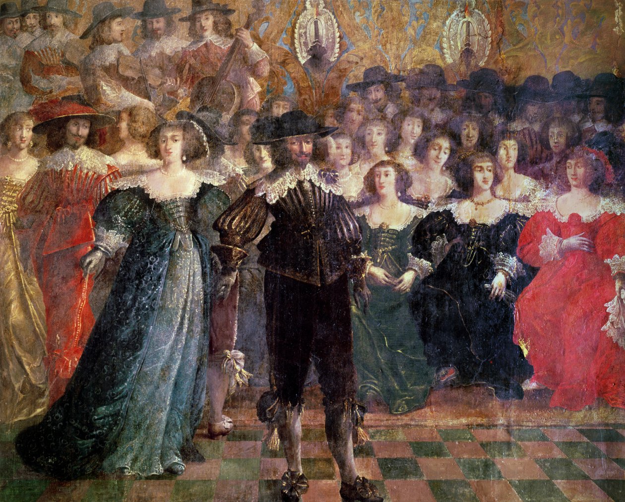 The Court Ball (nástěnná malba) (detail) od Abraham Bosse