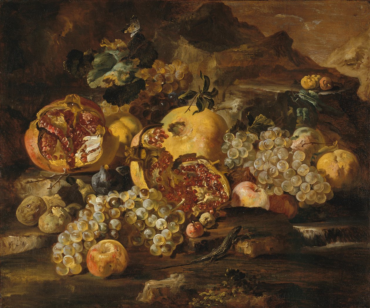 Granátová jablka a jiné ovoce v krajině. od Abraham Brueghel