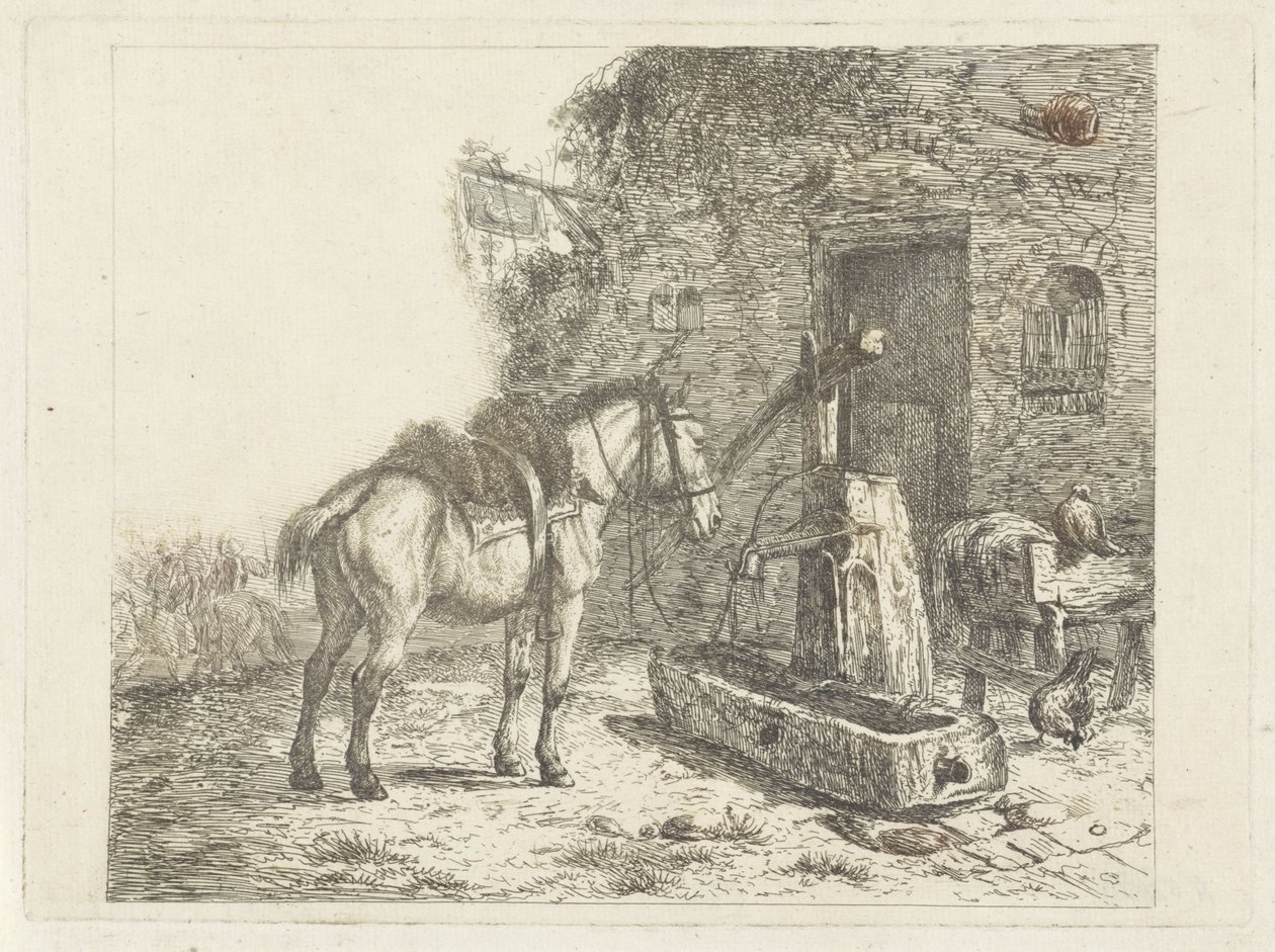 Kůň před hostincem od Abraham Hendrik Winter