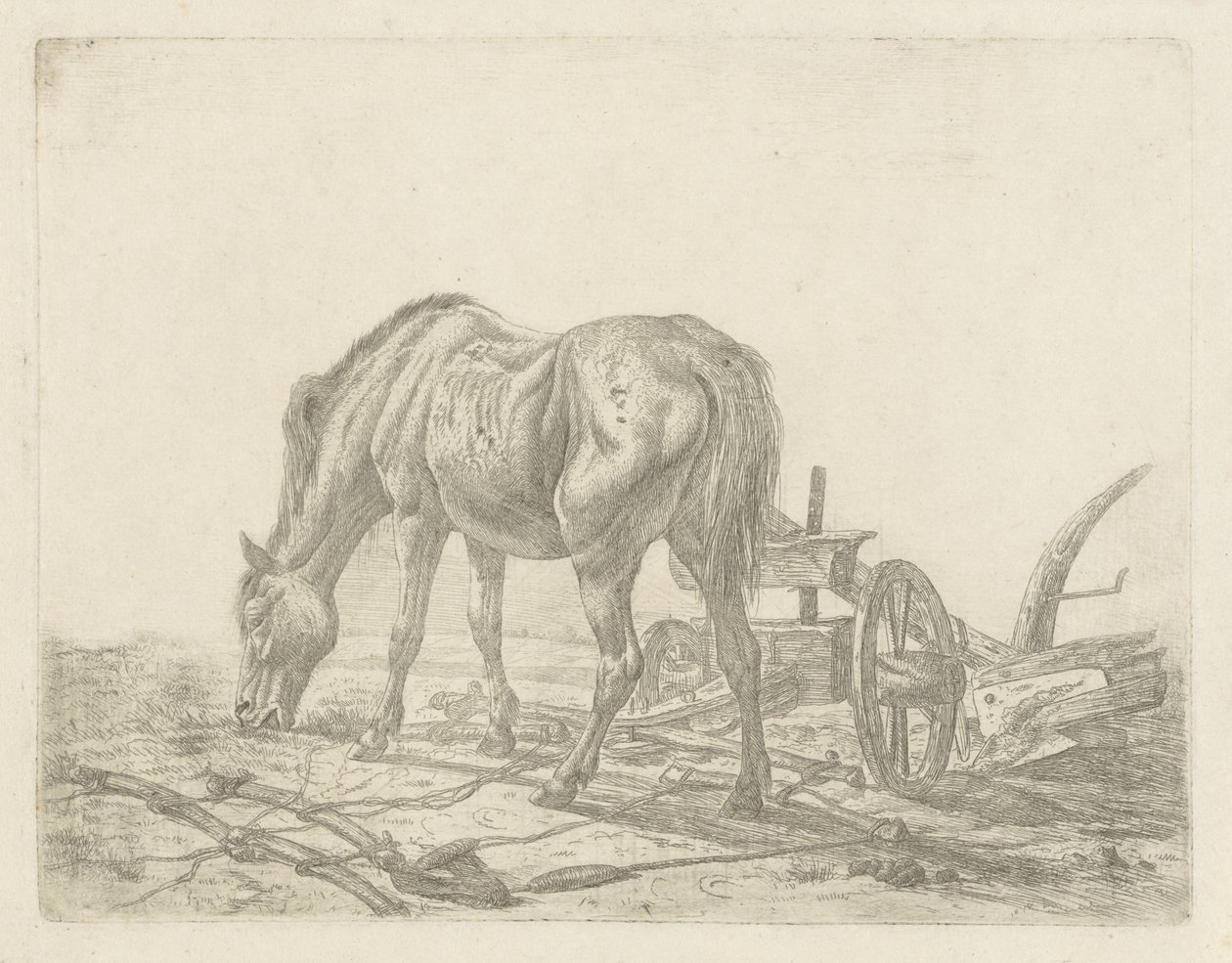 Necvičený kůň s pluhem od Abraham Hendrik Winter