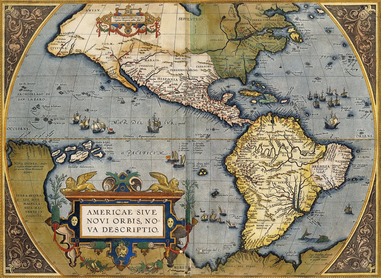 Mapa Ameriky, 1612 od Abraham Ortelius
