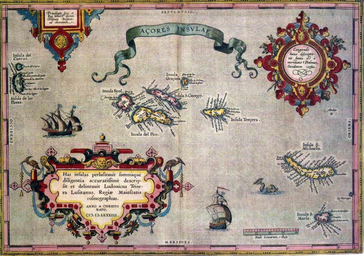Azory stará mapa od Abraham Ortelius