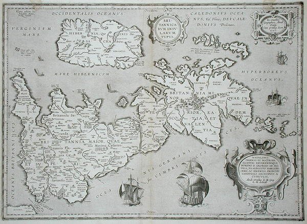 Mapa Británie a Irska od Abraham Ortelius