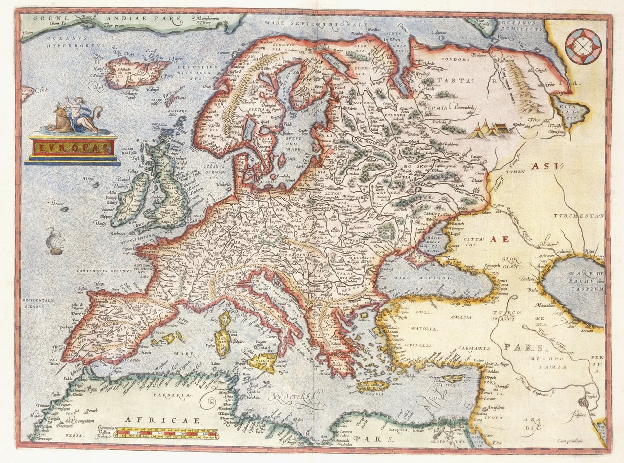 Mapa Evropy, 1587 od Abraham Ortelius