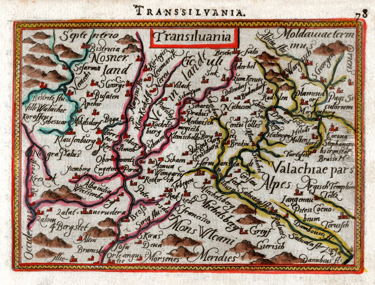 Mapa Transylvánie 1590 od Abraham Ortelius