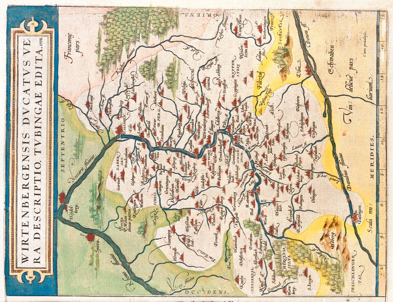 Stát: Bádensko-Württembersko, Německo od Abraham Ortelius