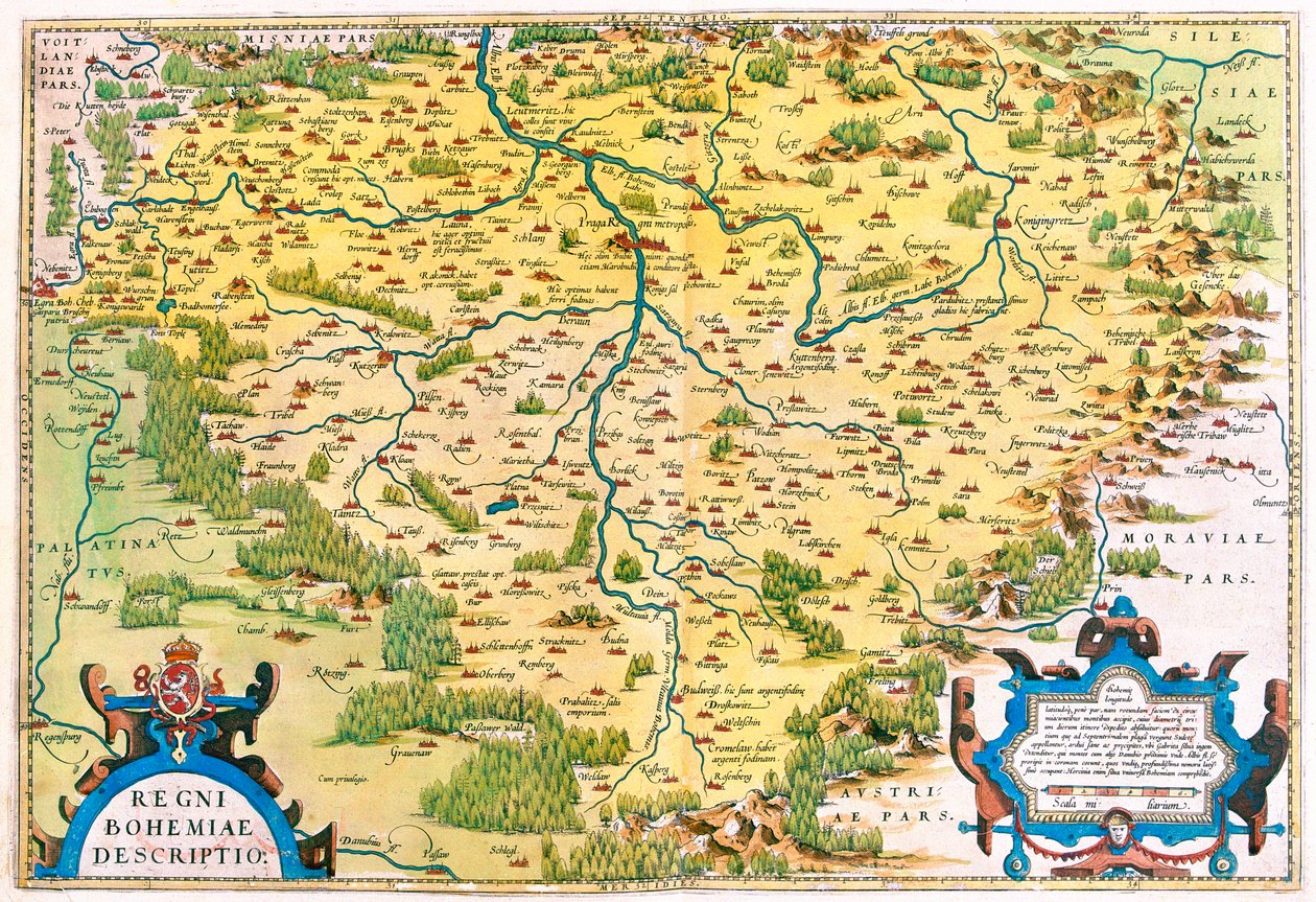 Západní Čechy, Německo (země: Bavorsko, Sasko) od Abraham Ortelius