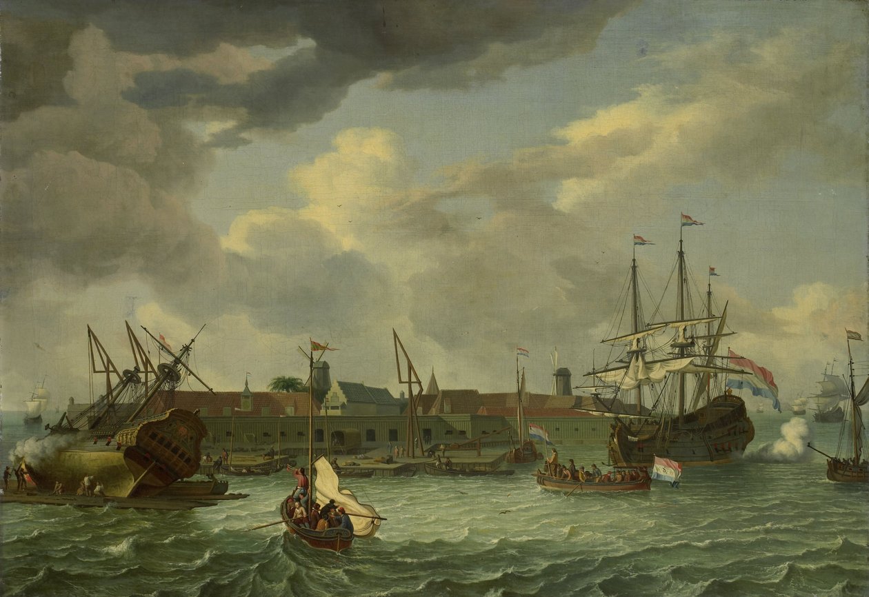 Ostrov Onrust poblíž Batavia od Abraham Storck