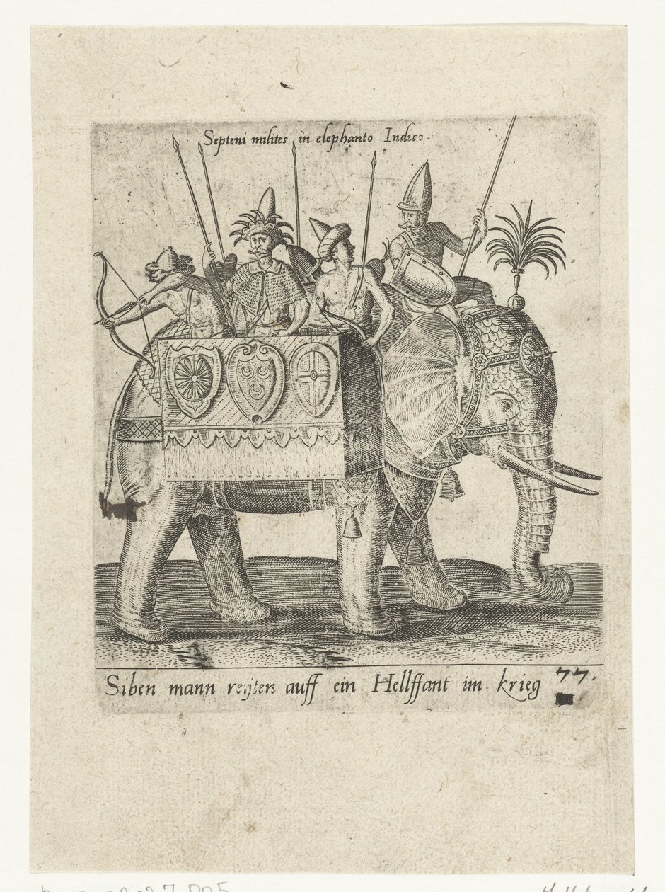 Indiáni na válečném slonovi od Abraham de Bruyn (attributed to)