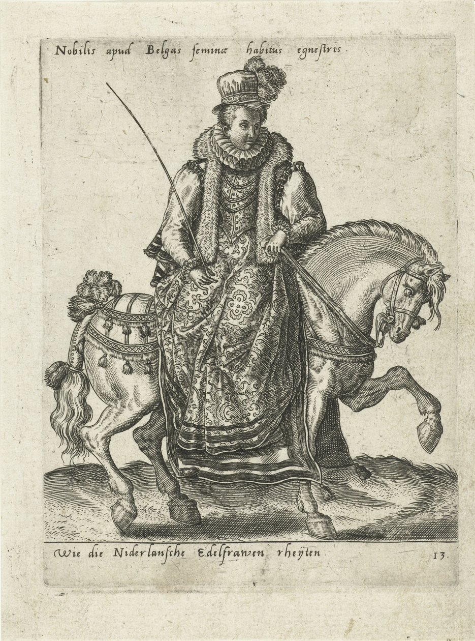 Nizozemská šlechtična na koni od Abraham de Bruyn (attributed to)