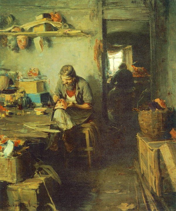 V obchodě s maskami od Abram Efimovich Arkhipov