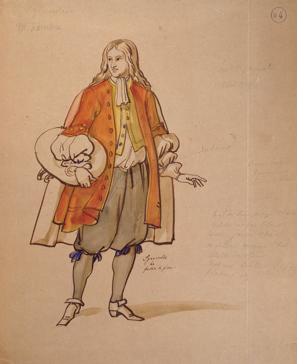 Návrh kostýmů pro představení "Don Juan" od Moliera (1622-73) v Comedie Francaise v roce 1847 (pero, tuš a čb na papíře) od Achille Devéria