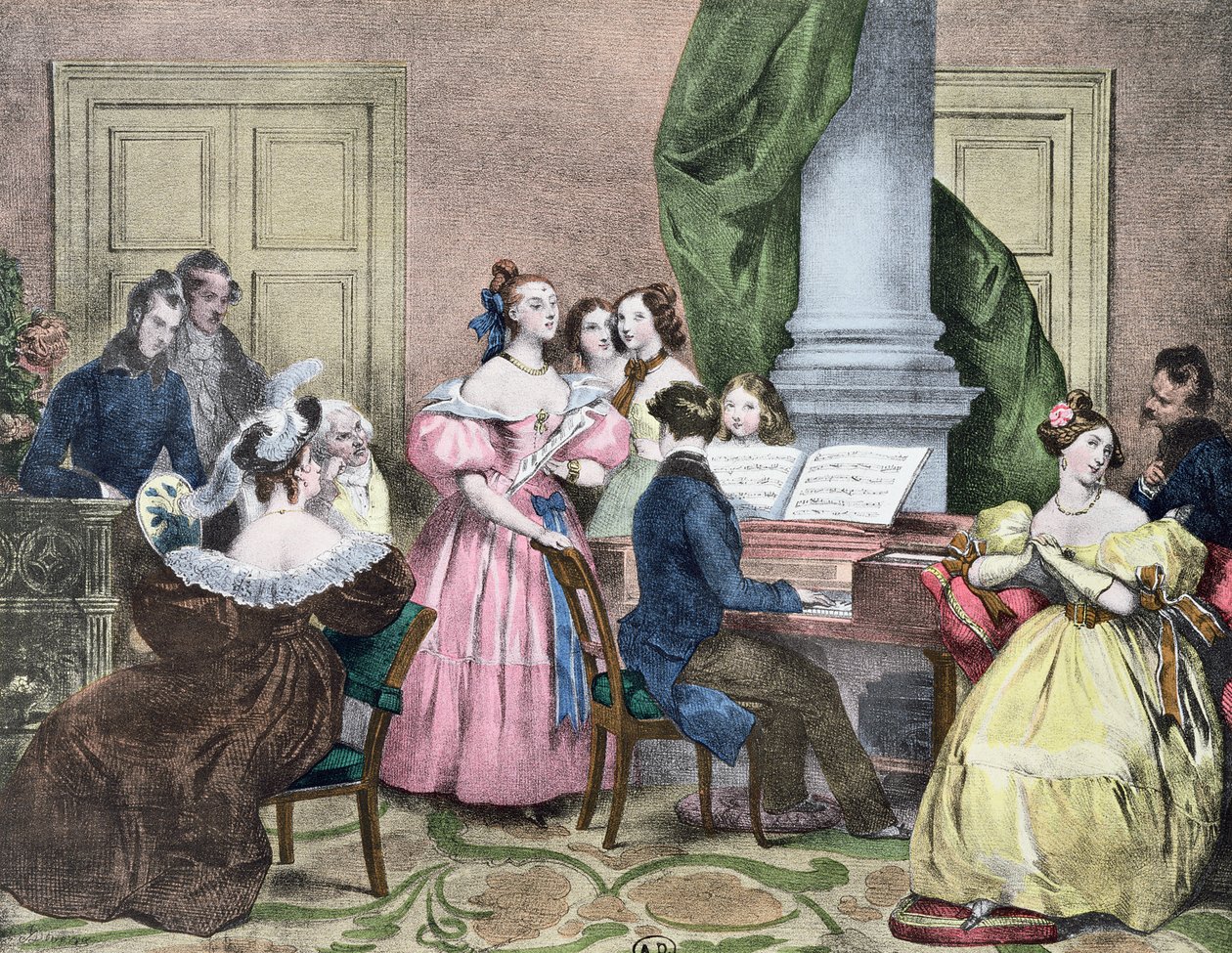 Rodinný koncert, cca 1840 od Achille Devéria