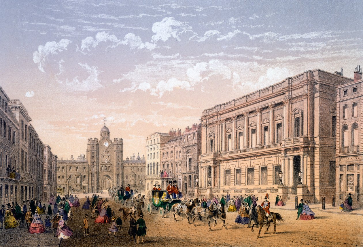 St James Palace and Conservative Club, tisk Ch. Riviere, 1862 od Achille Louis Martinet