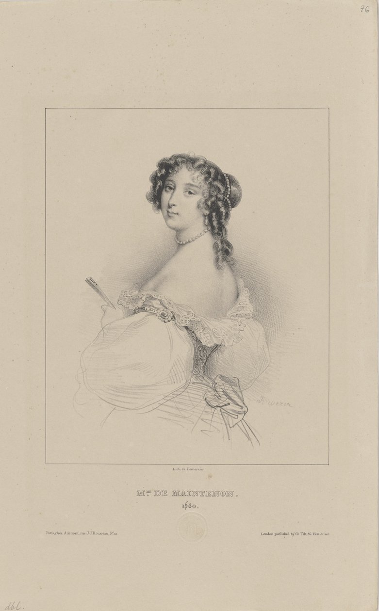 Françoise dAubigné, markýza de Maintenon 1635-1719, 1830-1840. od Achille Devéria