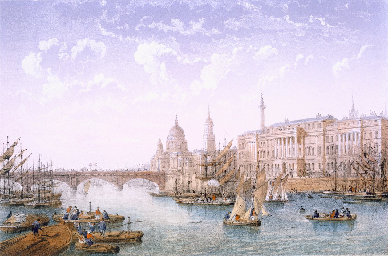 Custom House a London Bridge, 1862. od Achille Louis Martinet