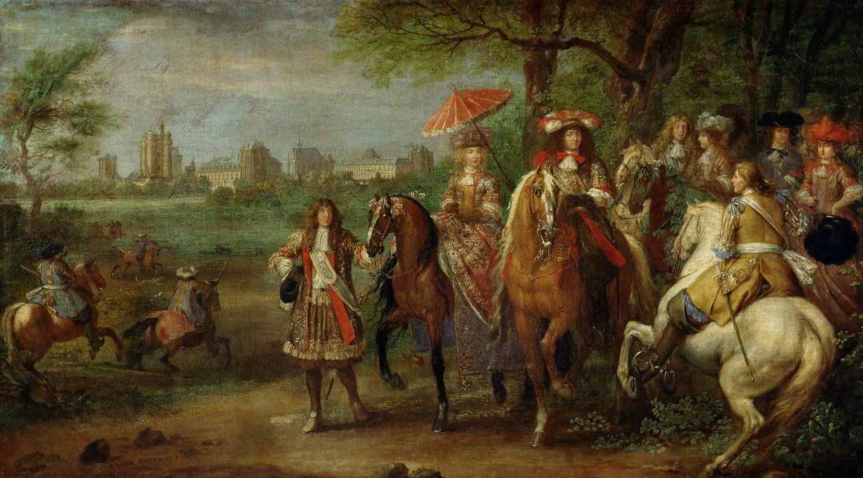 Pohled na Chateau de Vincennes s Ludvíkem XIV. (1638-1715) a Marií Terezií (1638-83) Rakouska, 1669 od Adam Frans van der Meulen