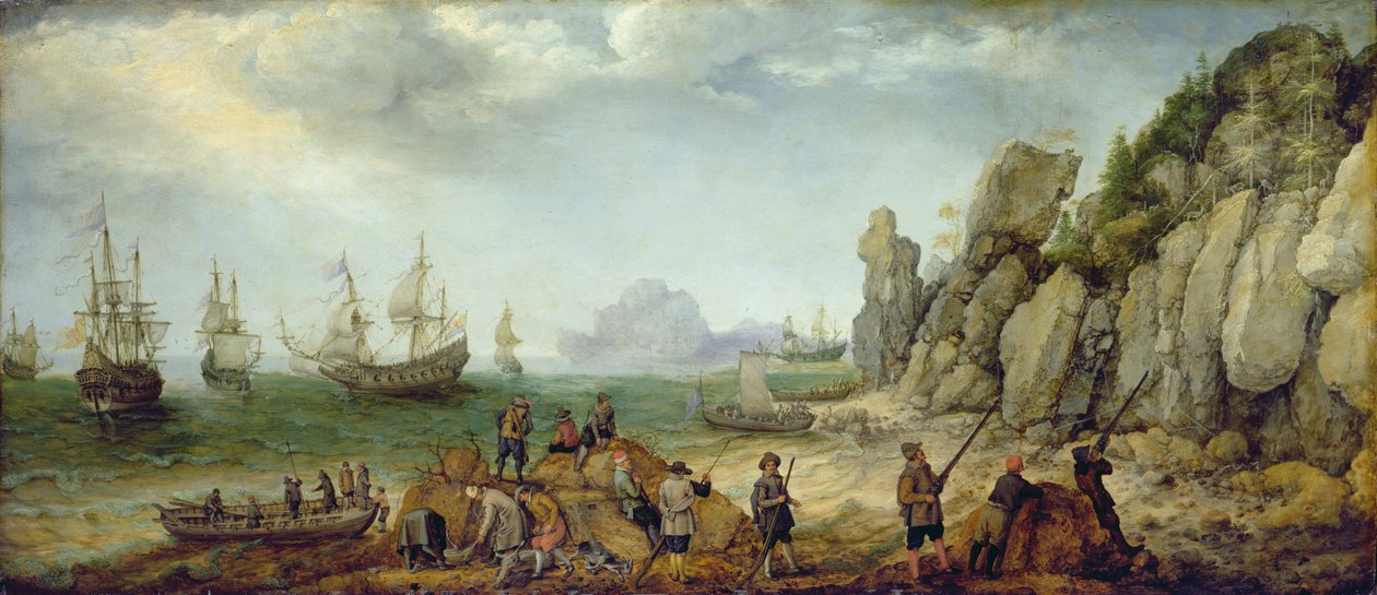 Lov divokých koz na pobřeží, 1620 (viz také 152264) od Adam Willaerts