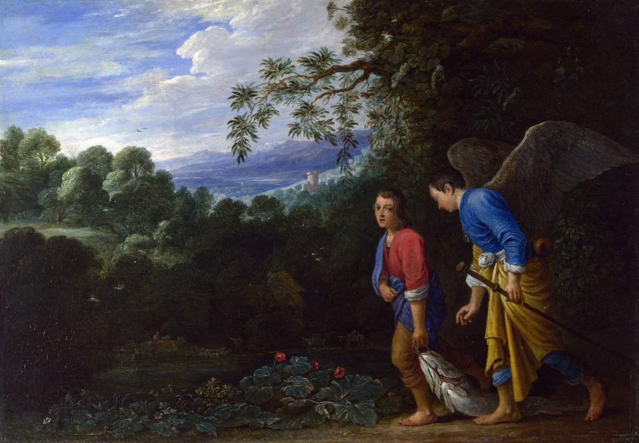 Tobiáš a archanděl Rafael, kolem roku 1650 od Adam Elsheimer