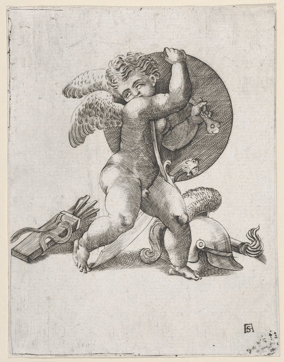 Cupid with Weapons of Mars, c1547-62. od Adamo Scultori