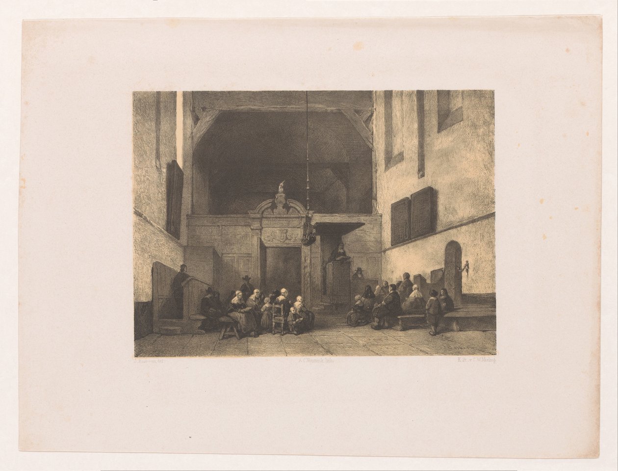 Interiér kostela s postavami od Adolf Carel Nunnink