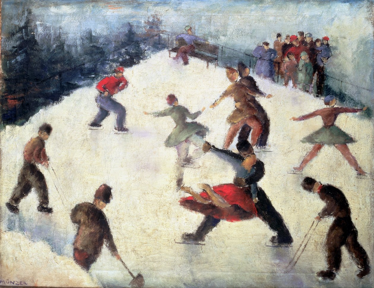Zimní bruslařská scéna kolem roku 1920 od Adolf Munzer