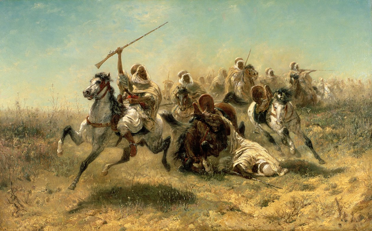 Arabští jezdci v útoku, 1869 od Adolf Schreyer