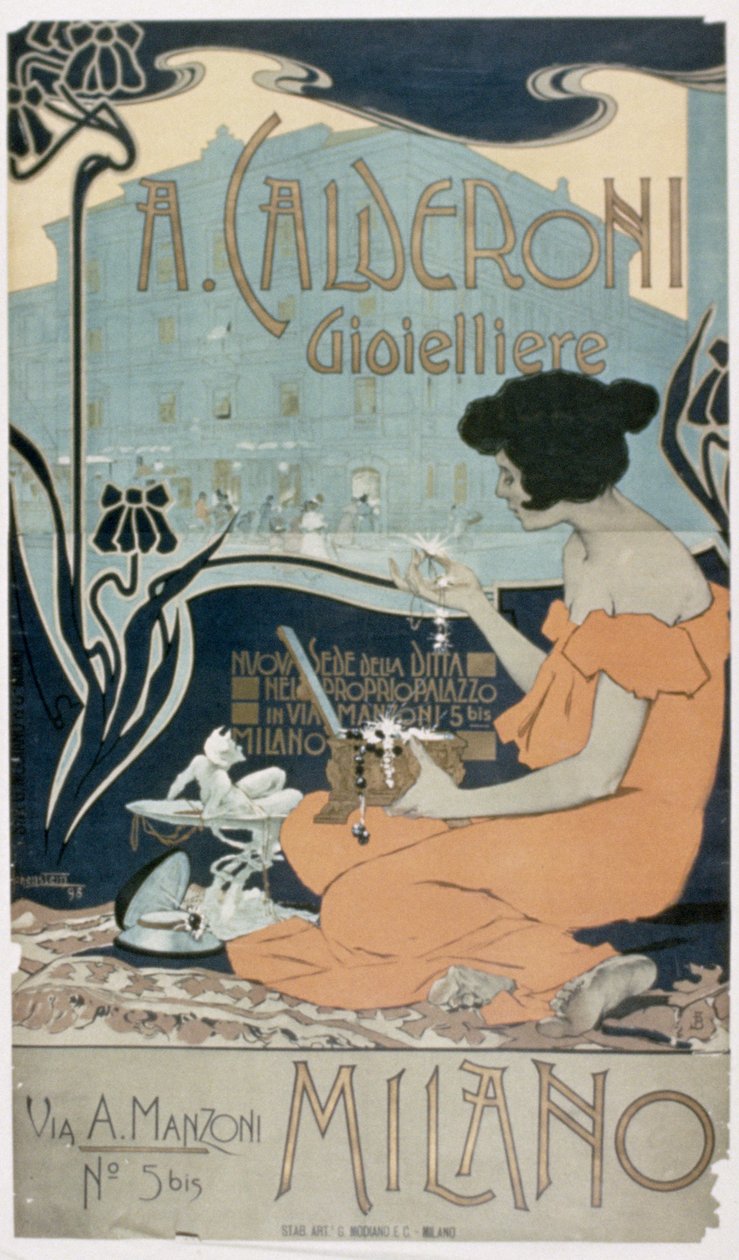 Reklama na "A. Calderoni, Jeweller, Milan od Adolfo Hohenstein