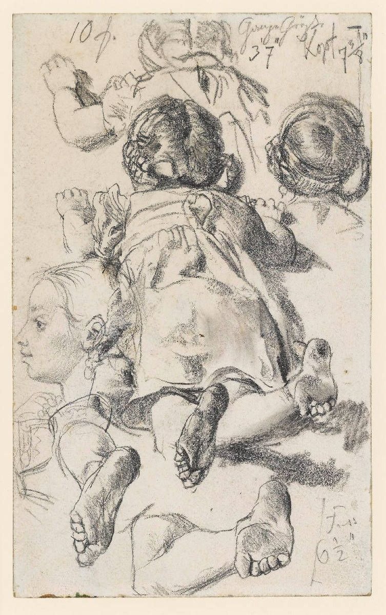 Modelové studie podle dívky ležící na břiše od Adolph Menzel