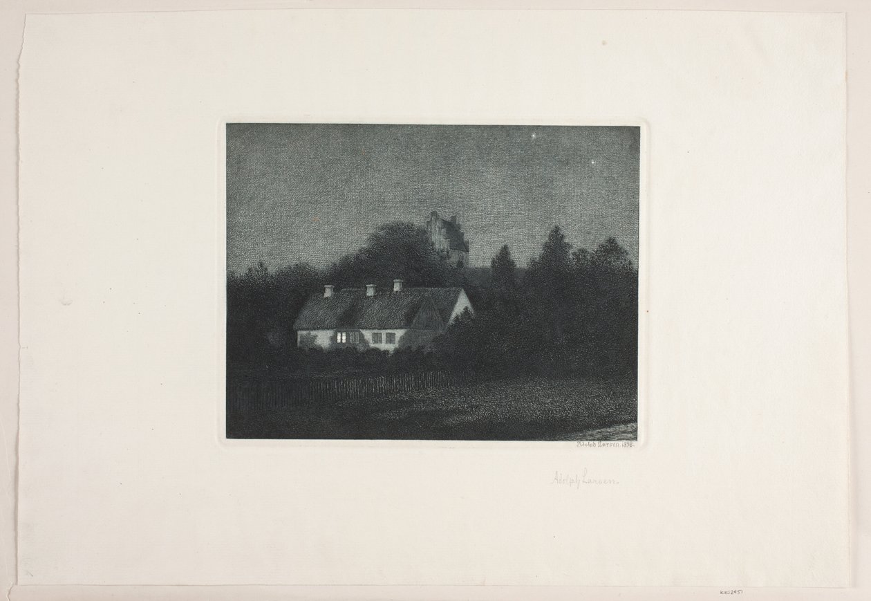 Měsíčný večer ve vesnici Borup od Adolph Larsen