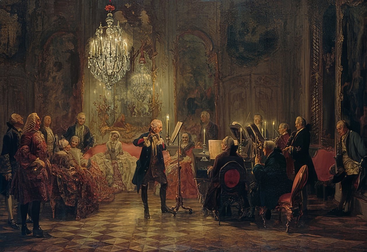 Flétnový koncert Fridricha Velikého v Sanssouci od Adolph Menzel
