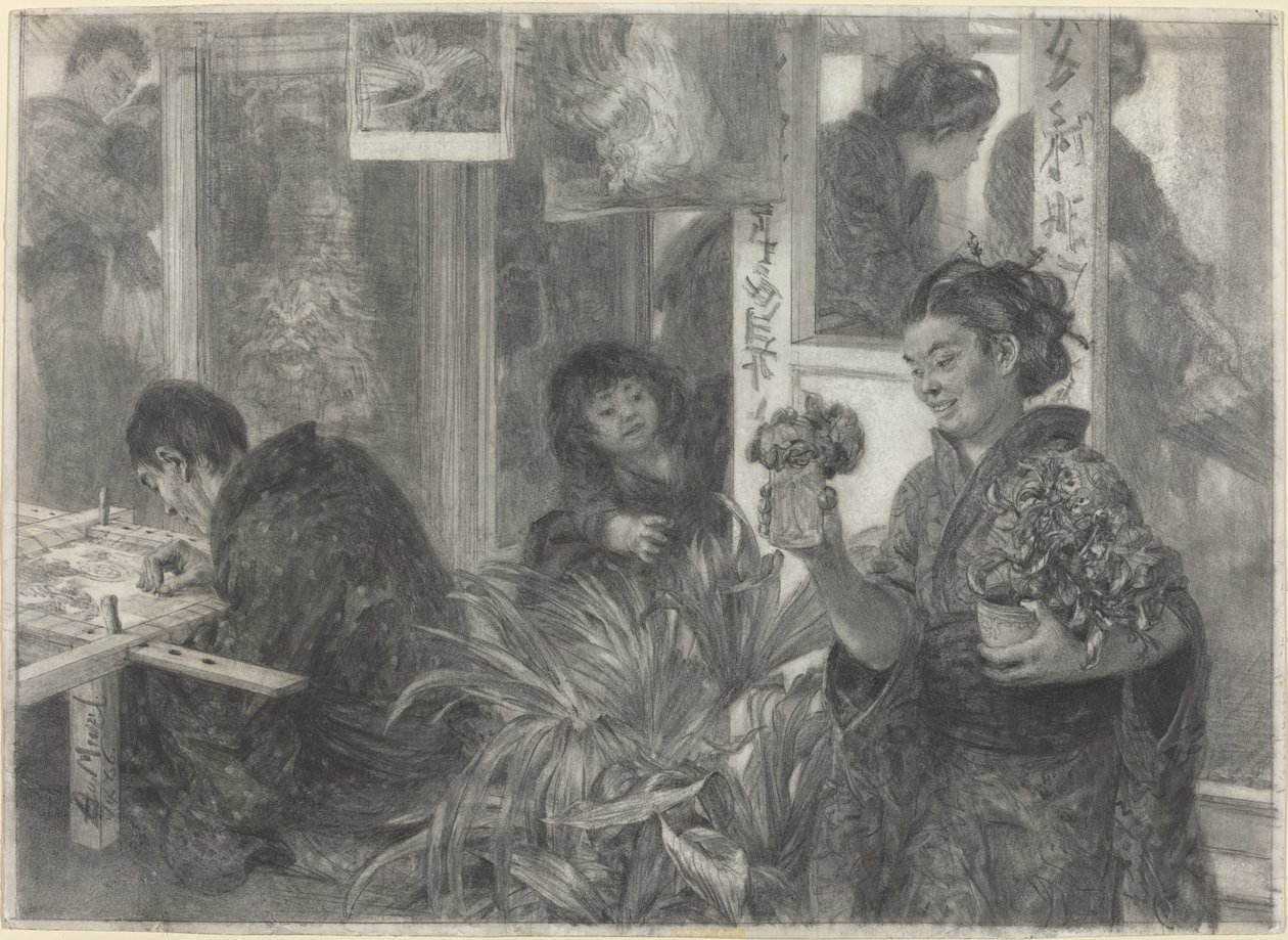 Japonský umělec v práci od Adolph Menzel