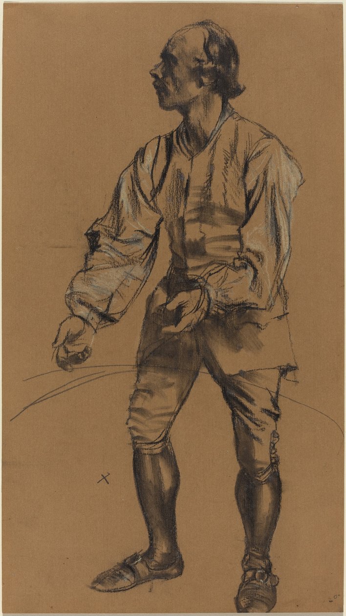 Richard Menzel pózující v kostýmu 18. století od Adolph Menzel