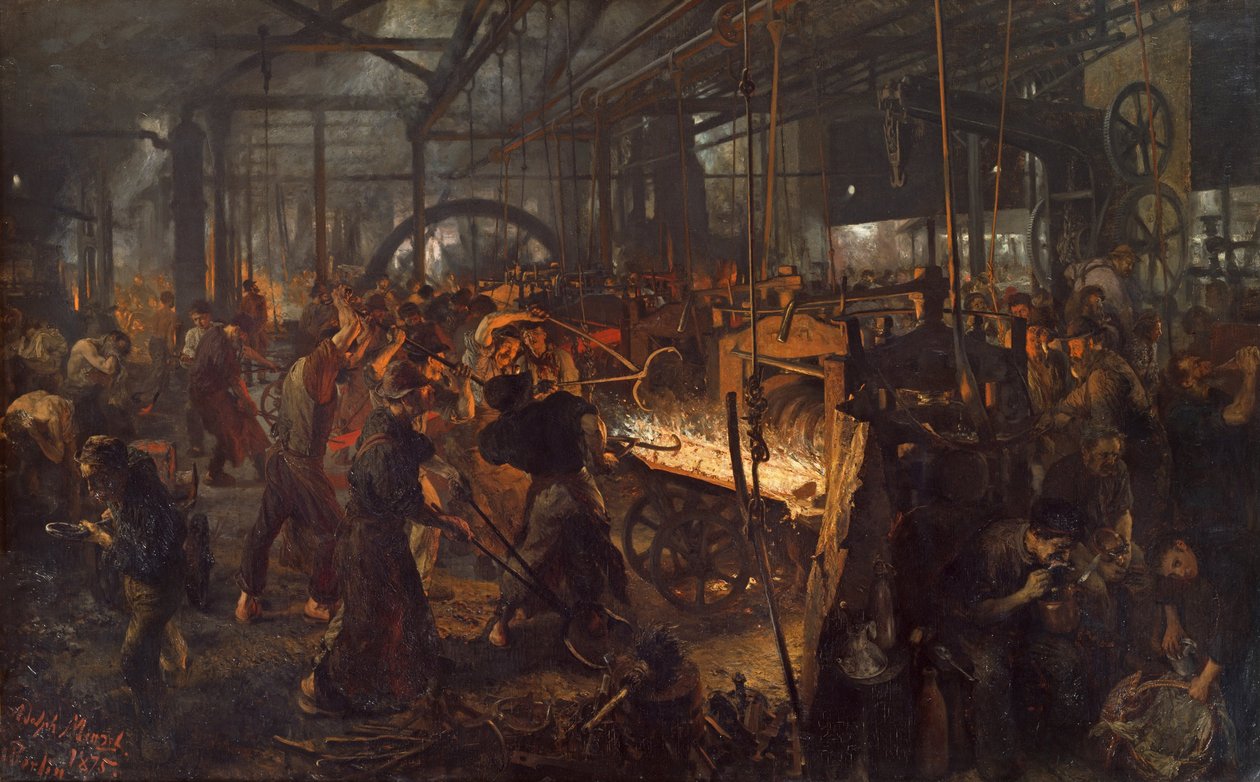 The Iron Rolling Mill Modern Cyclopes, 1873-1875 od Adolph Menzel