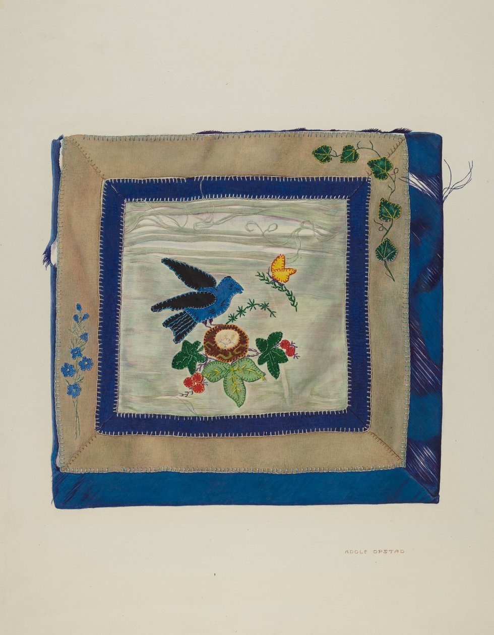 Detail přehozu Bluebird, c. 1941. od Adolph Opstad