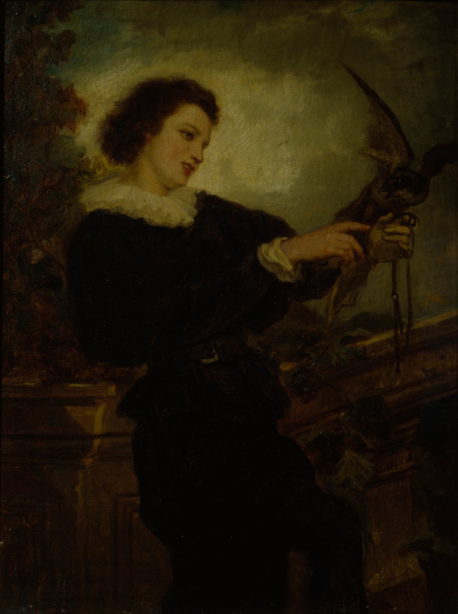 Falconer (olej na plátně) od Adolph Tidemand