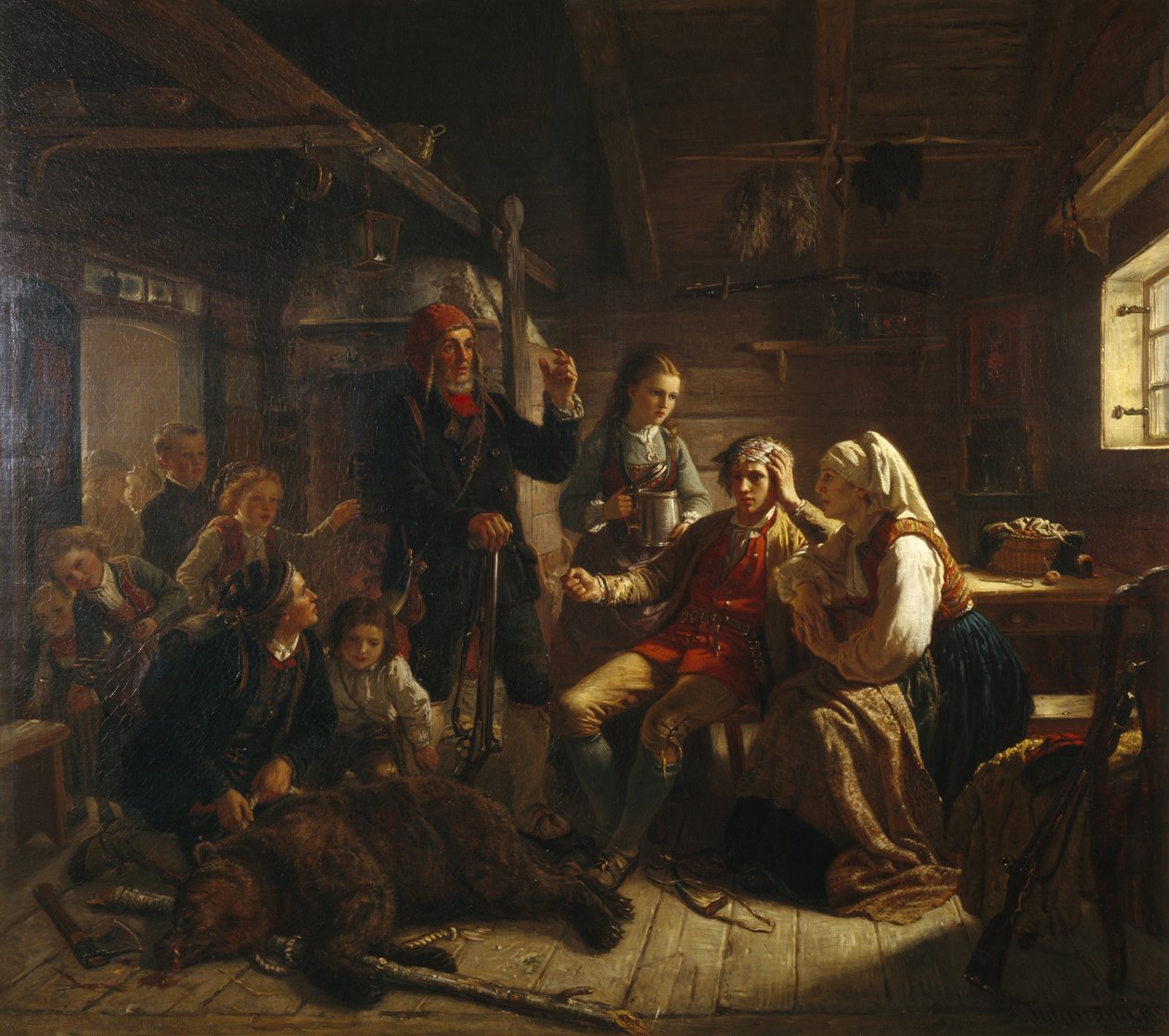 Lovec zraněných medvědů od Adolph Tidemand