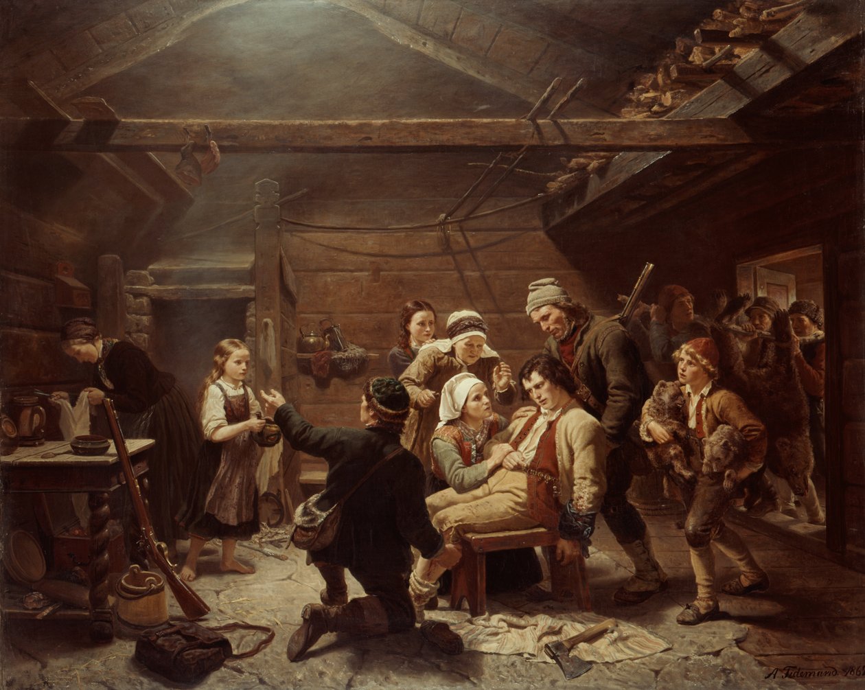Lovci medvědů se vrací domů od Adolph Tidemand