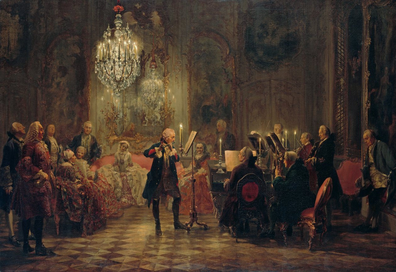 Flétnový koncert Fridricha Velikého v Sanssouci od Adolph Menzel